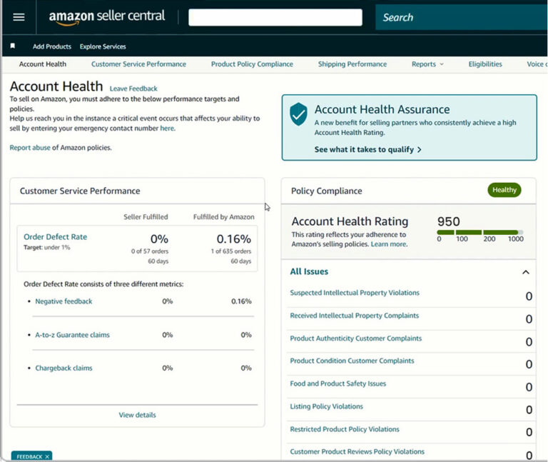 amazon account health monitoring