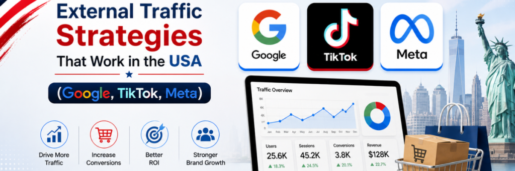 External Traffic Strategies That Work in the USA (Google, TikTok, Meta) | E-commerce account management